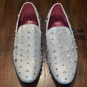 Men's Studded J75 Jump Fabio Slip-On Shoes - Silver size 8